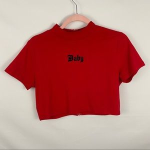 F21 Red ‘Baby’ Cropped Tee